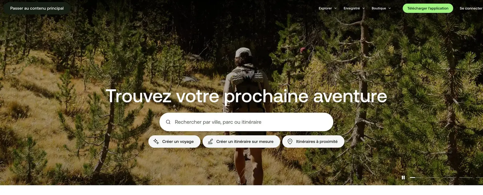 Page d’accueil du site de AllTrails