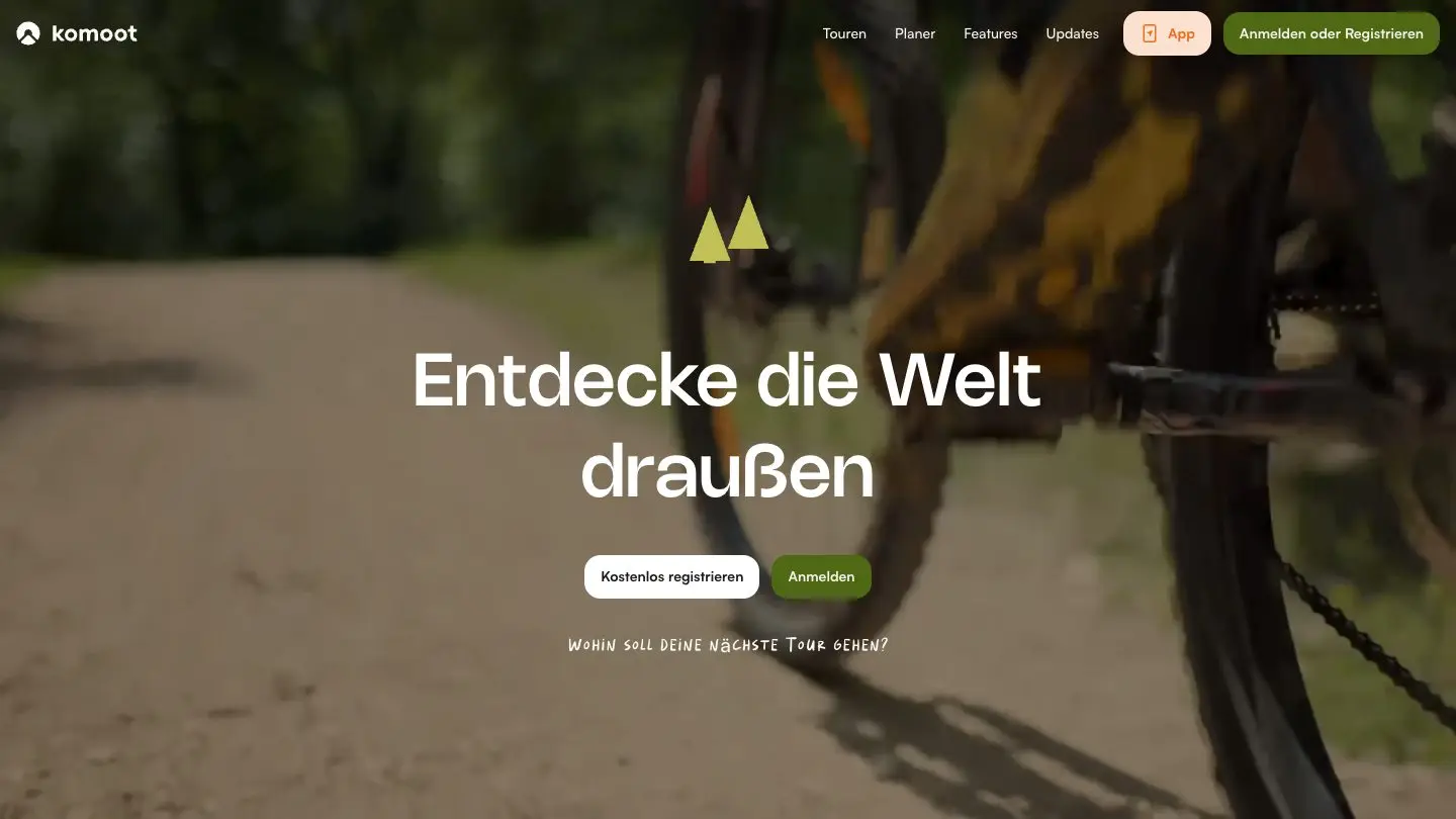 Startseite von Komoot
