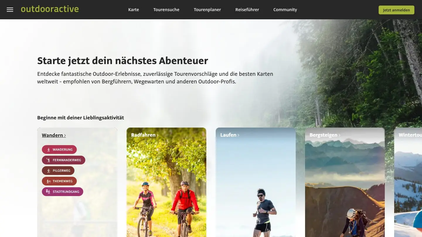 Startseite von Outdooractive