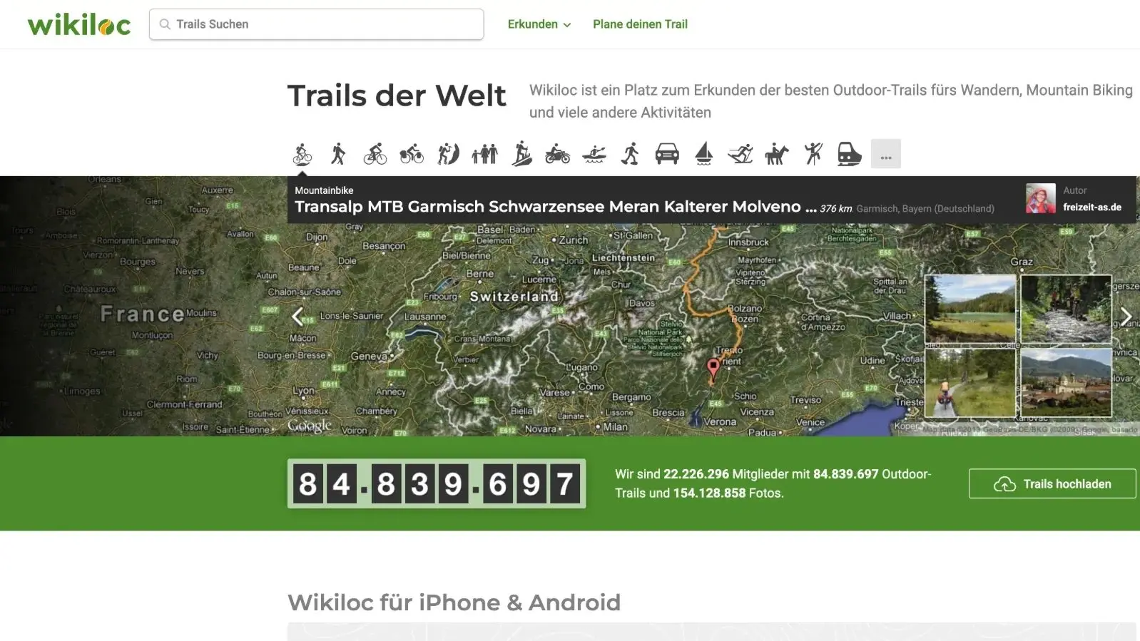 Startseite von Wikiloc