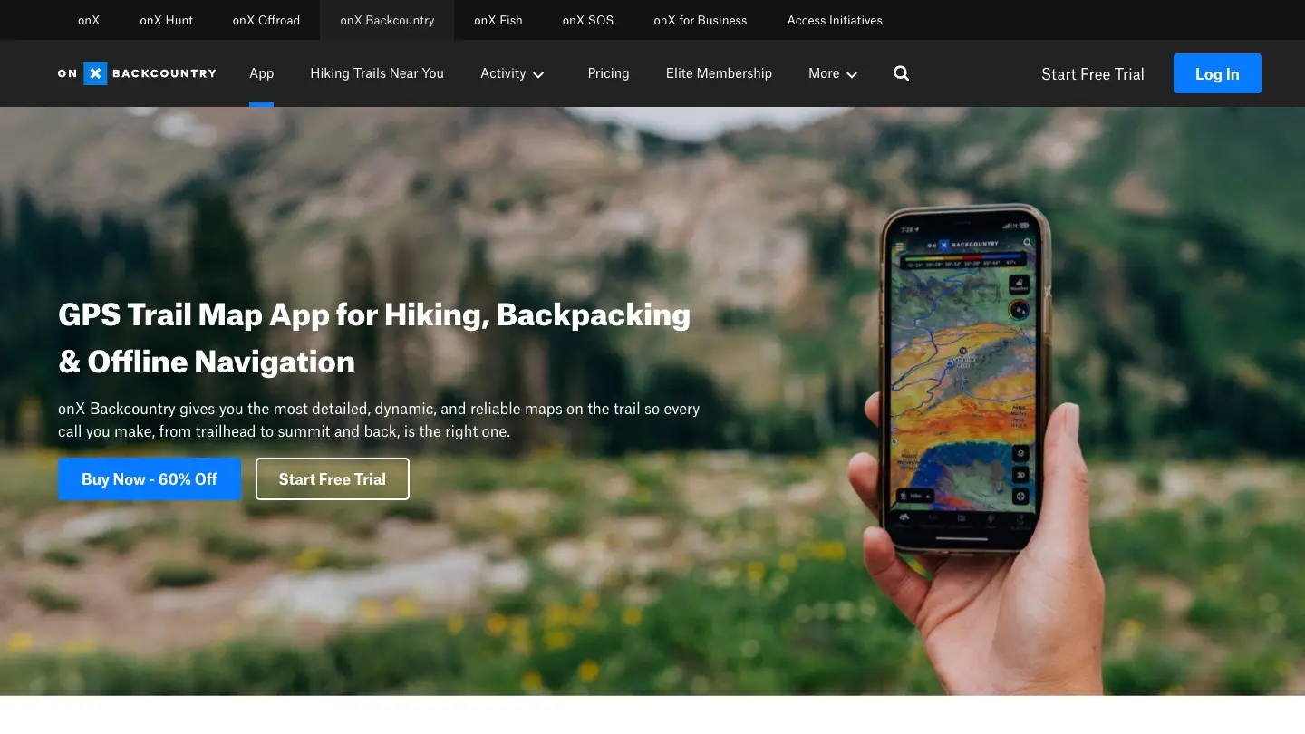 onX Backcountry website home page