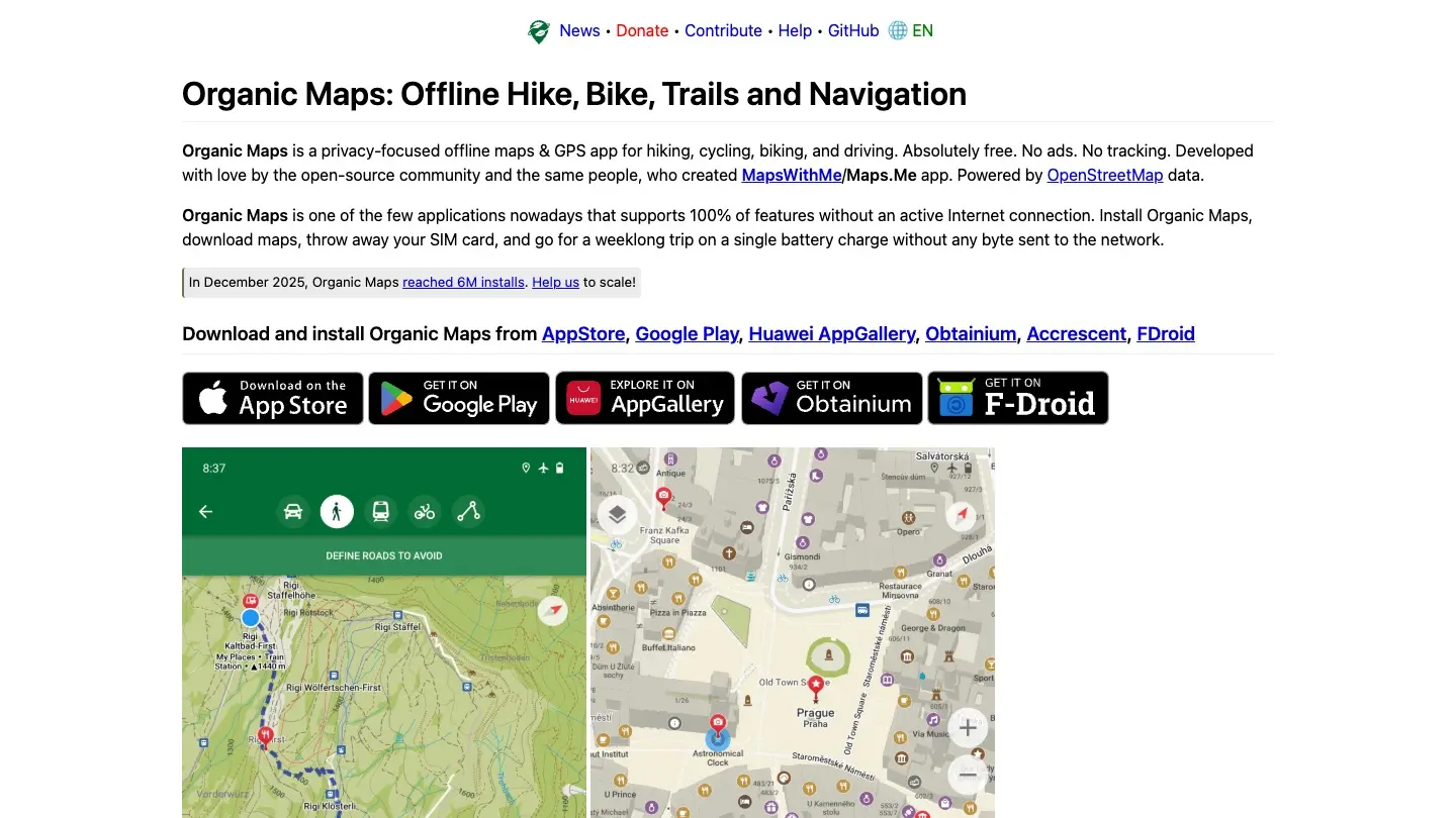 Organic Maps website home page