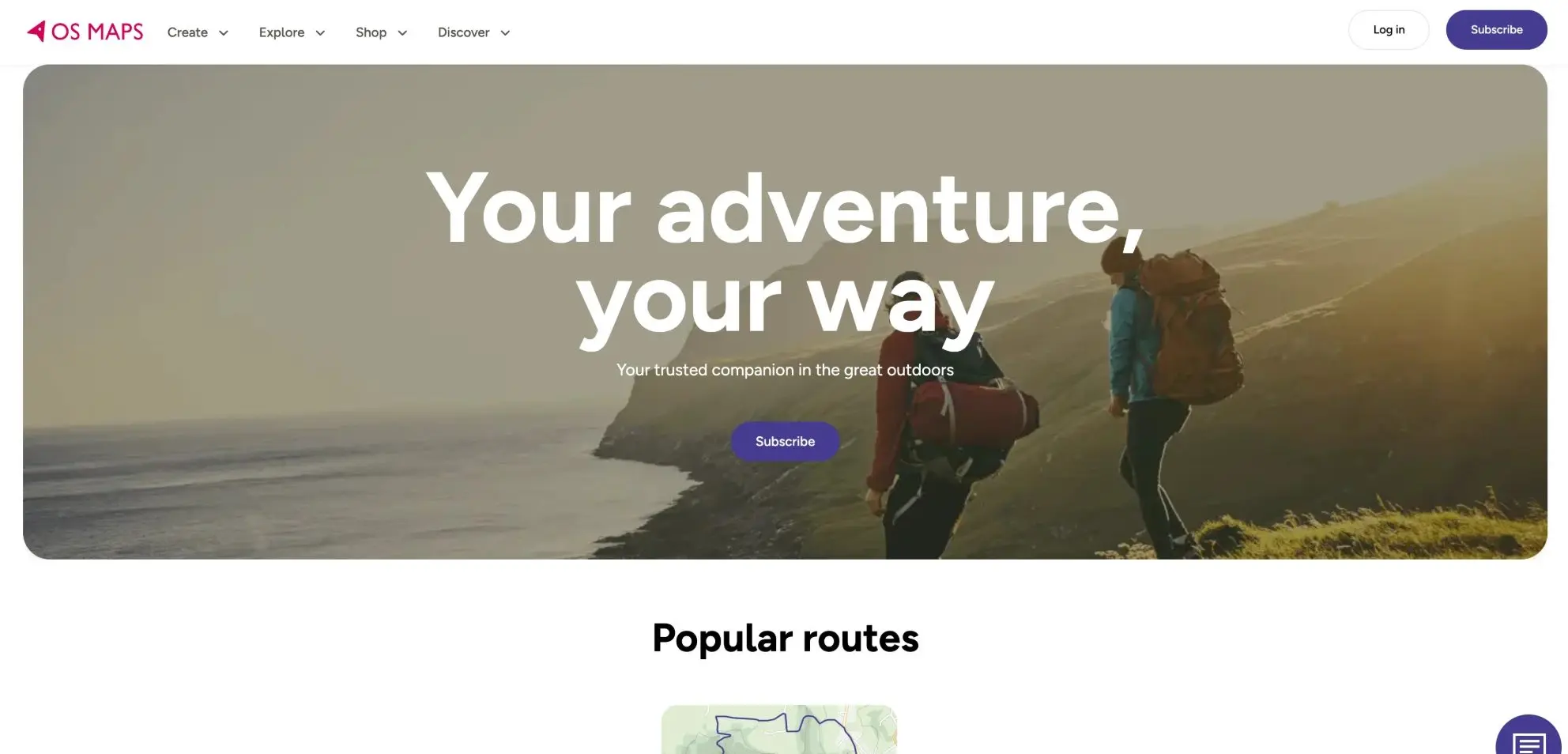 OS Maps website home page