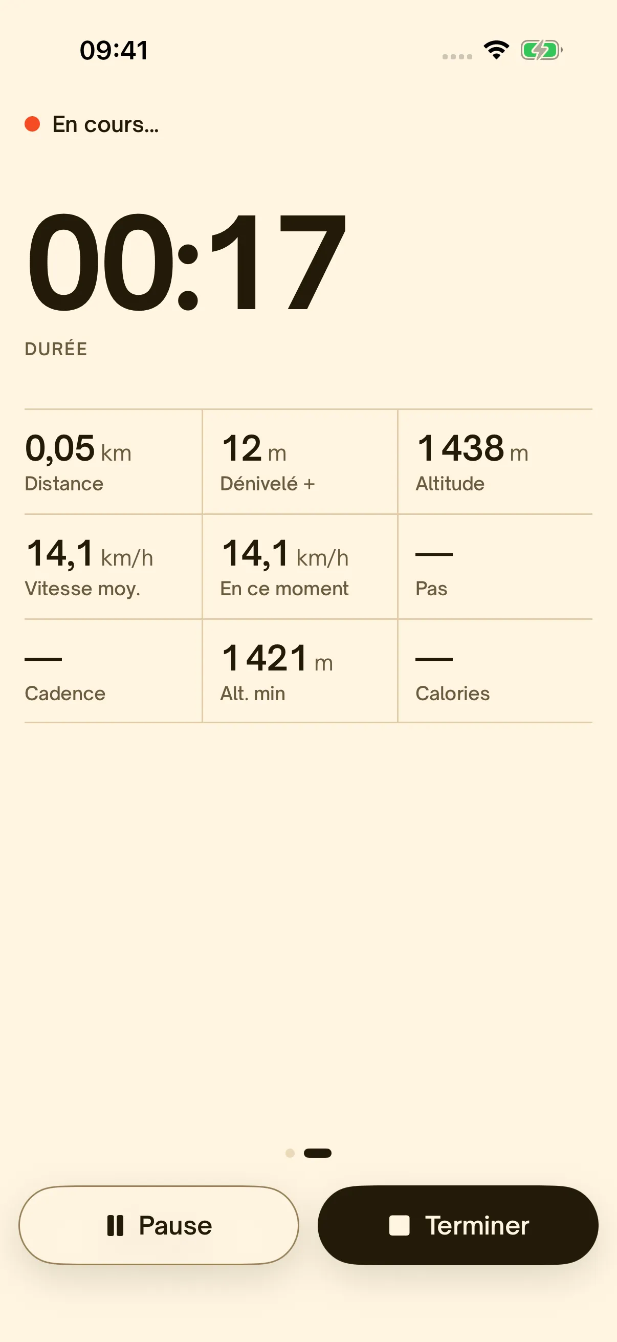 Enregistrement GPS en direct : durée, distance, dénivelé et altitude