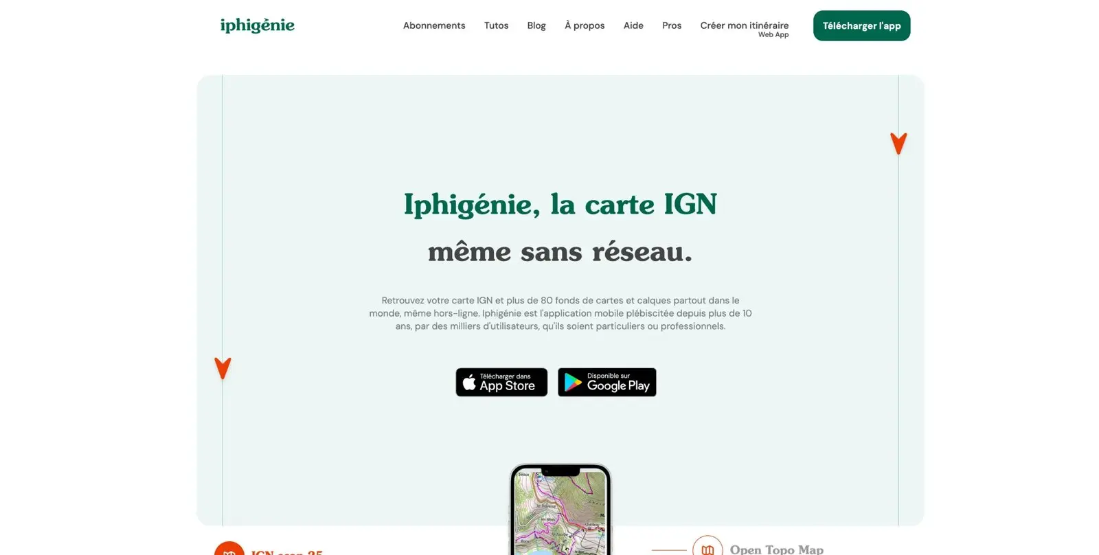 Page d’accueil du site de Iphigénie